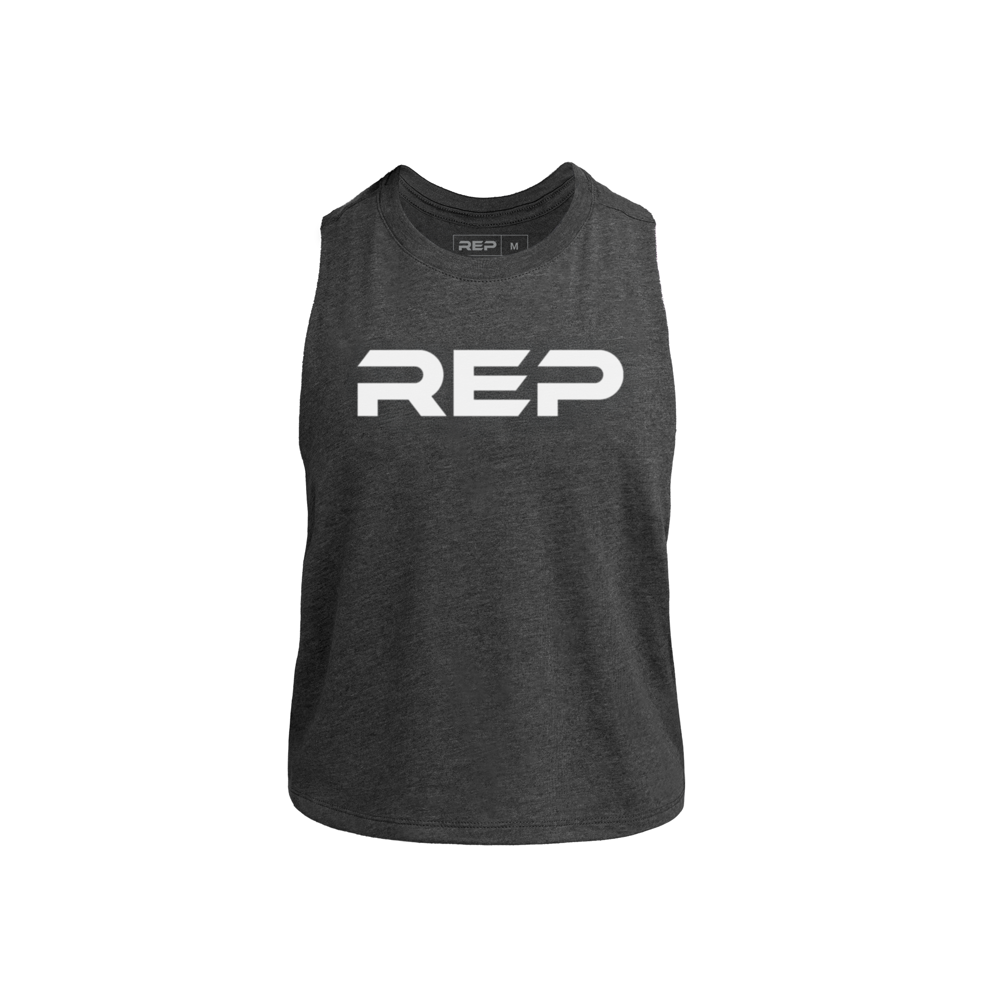Women's Daily Driver Cropped Dual-Blend Tank - Heather Charcoal/White / X-Small
